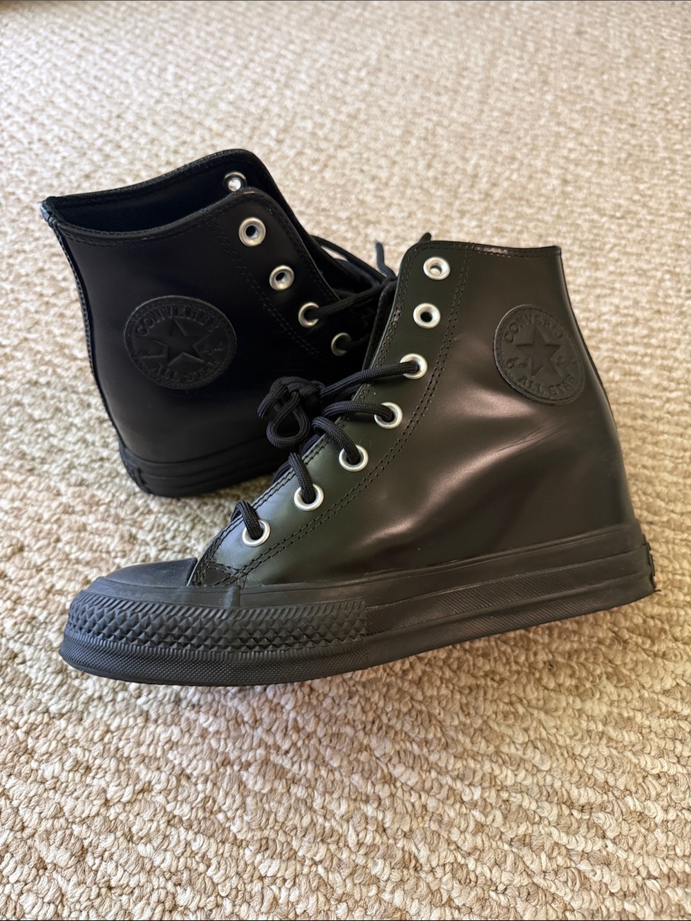 Black High-Top Lace-Up Sneakers